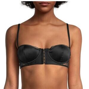 Kiki de Montparnasse Women's Muse Satin & Lace Corselette Bra Black 32A NWT